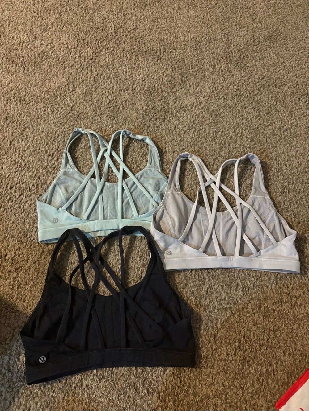 lululemon athletica Strappy Crisscross Sports Bras - Black, Light Blue, White - Picture 2 of 3